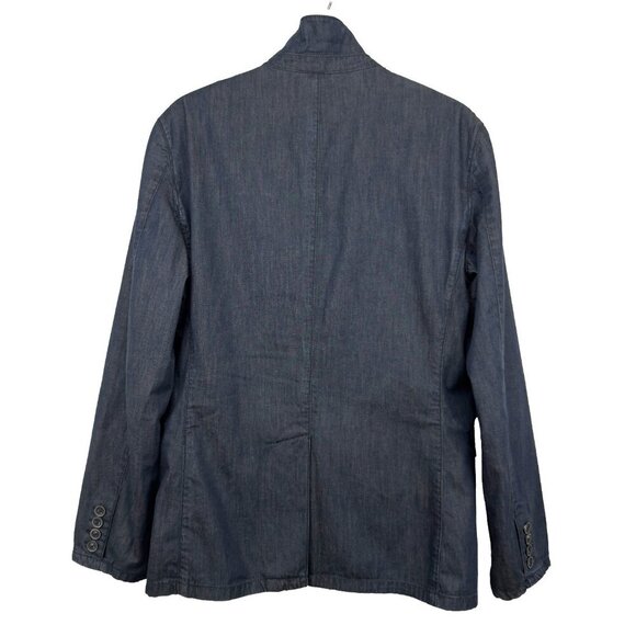 JOHN VARVATOS 100% Cotton Chambray Button Front Dark Blue Blazer Jacket Size 40R - Picture 10 of 11